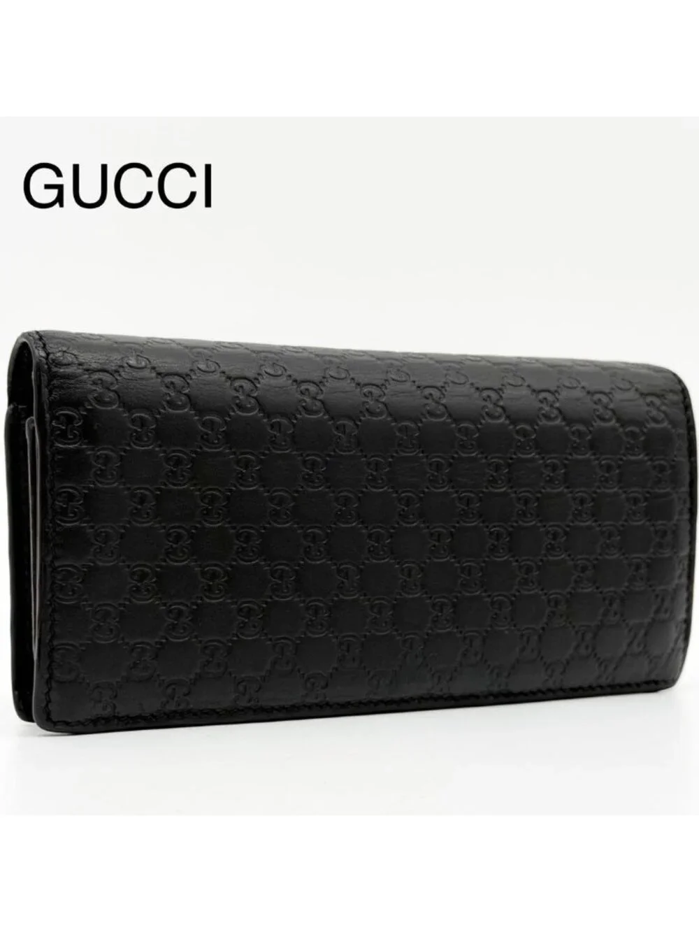 Gucci Micro Guccissima GG Bifold Wallet Black Leather